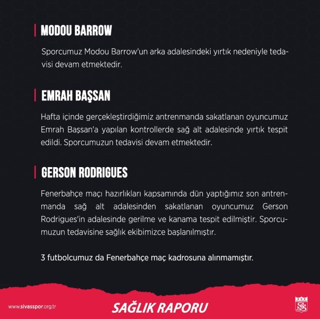 Sivasspor’da maç öncesi sakatlık şoku!