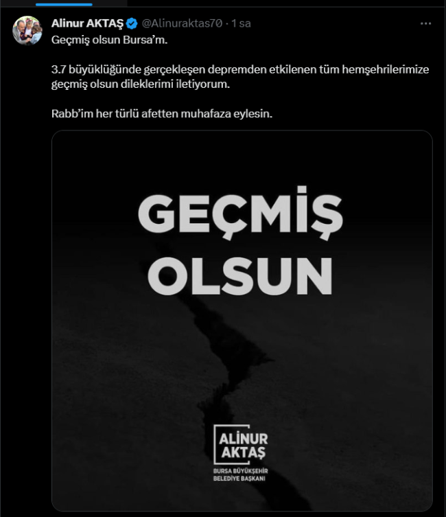 Bursa Belediye Başkanlarından geçmiş olsun mesajı