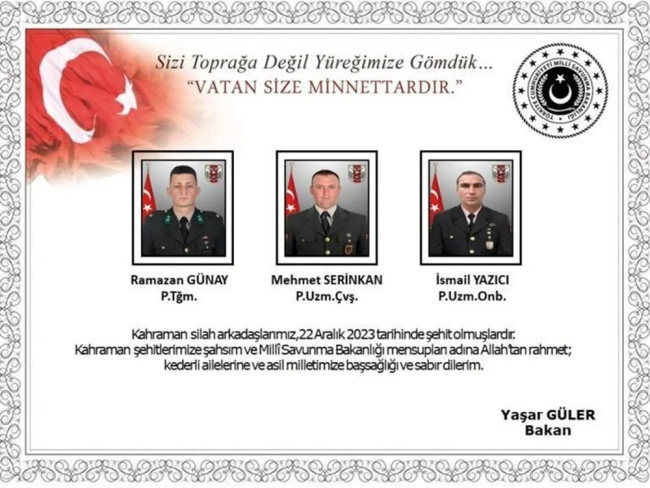 Türkiye'nin 6 iline şehit ateşi düştü