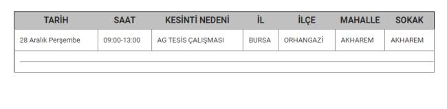 Bursa'da planlı elektrik kesintisi olacak!