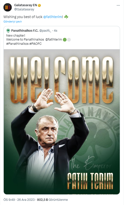 Galatasaray'dan Fatih Terim paylaşımı!