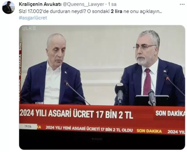 Asgari ücretin "2 lira"sı sosyal medyada TT oldu!