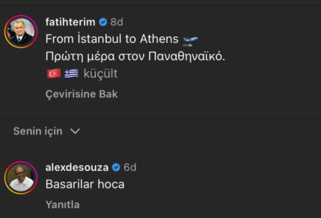 Alex de Souza'dan Fatih Terim'e mesaj!