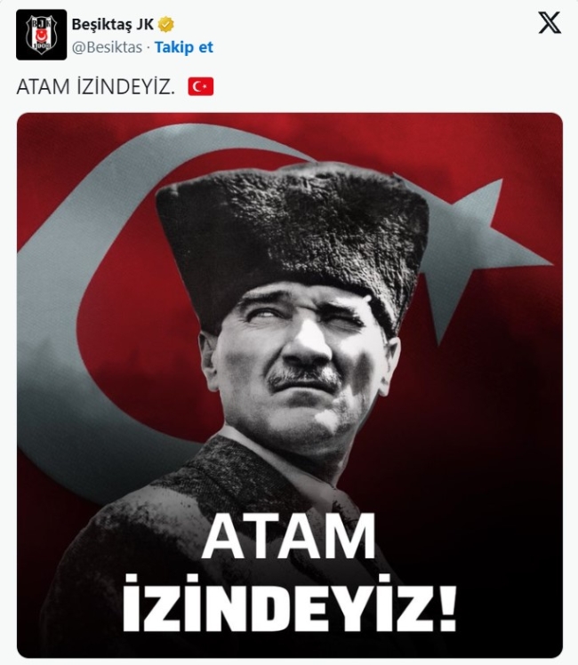 Beşiktaş'tan Atatürk paylaşımı!