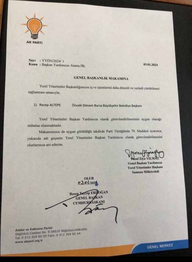 Recep Altepe'ye AK Parti'de kritik görev!