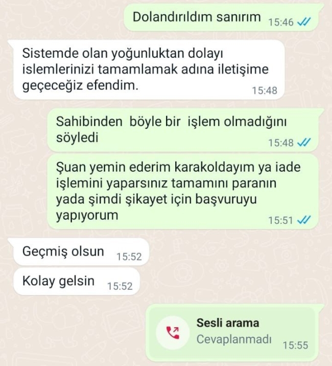 Dolandırıldığını anlayan vatandaşa atılan mesaj pes dedirtti