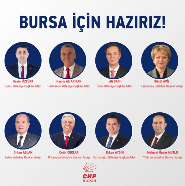 CHP Bursa'da 8 ilçenin adayı belli oldu