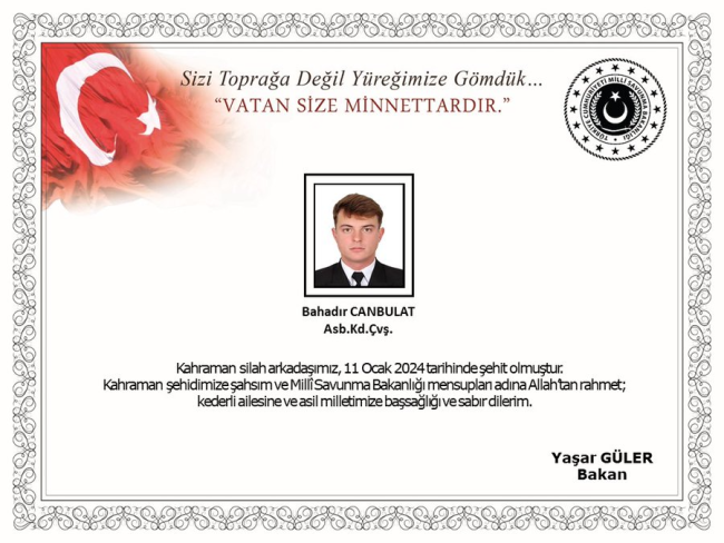 MSB duyurdu: İki askerimiz şehit oldu!