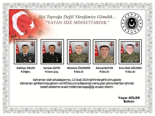 Şehitlerimizin kimlikleri belli oldu! Acı haberler ailelerine ulaştırıldı