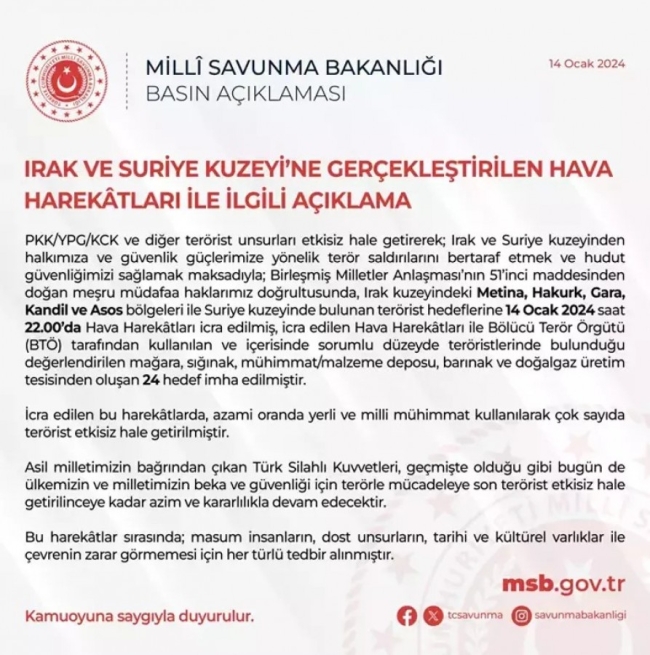 24 terör hedefi imha edildi!