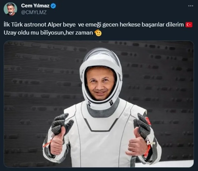 Türkiye'nin ilk astronotu Alper Gezeravcı için ünlülerin paylaşımı