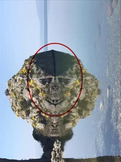 Göle yansıyan kayada şok eden figür!