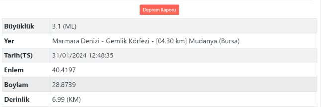Bursa'da bir deprem daha!