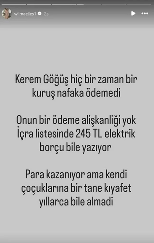 Wilma Elles ve Kerem Göğüş arasında nafaka krizi