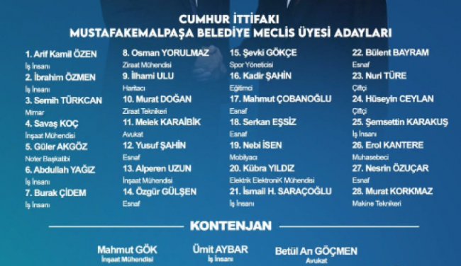 AK Parti Bursa'da Belediye Meclis Üyesi adaylarını açıkladı