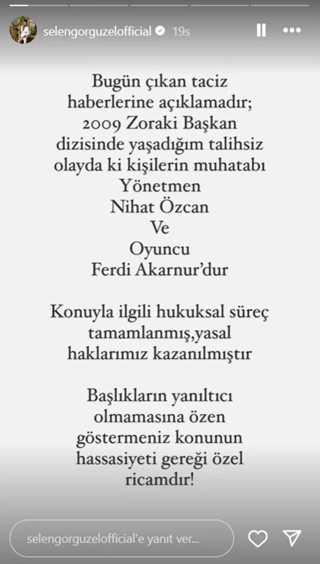 Selen Görgüzel taciz iddiasını yeniden gündeme getirdi