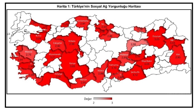 Sosyal ağ yorgunluğundan en muzdarip olan şehirler...