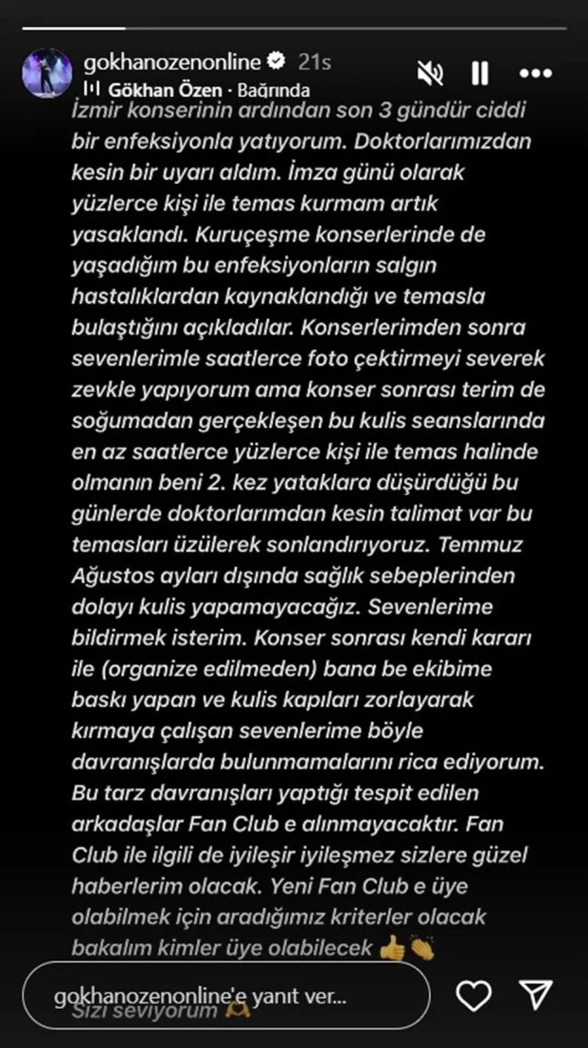 Gökhan Özen: Yüzlerce kişi ile temas kurmam yasaklandı