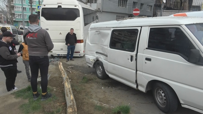 Freni patlayan otobüsü zorla durdurabildi!