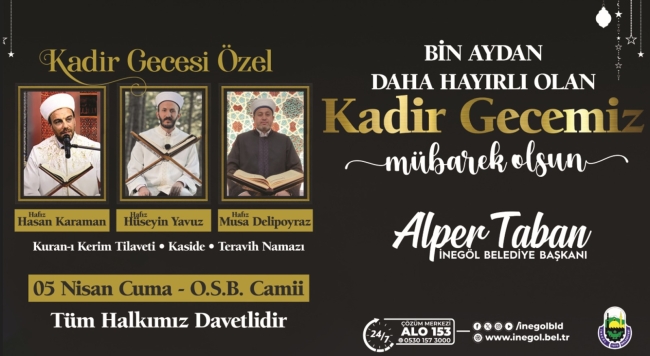 Başkan Taban'dan Kadir Gecesi mesajı