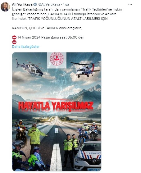 İçişleri Bakanı duyurdu! Bayram trafiği için yeni tedbirler