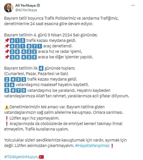 Bayram tatilinin 4 günlük acı bilançosu