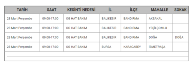 Bursa'da planlı elektrik kesintisi olacak!