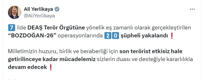7 ilde 20 DEAŞ şüphelisi yakalandı