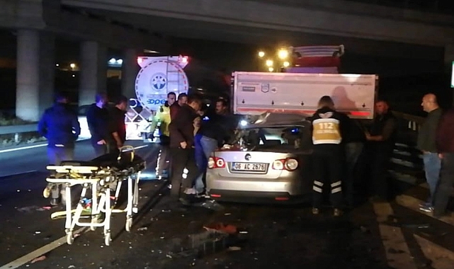 Ankara’da bir otomobil TIR’a arkadan ok gibi saplandı