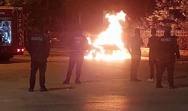 Erzurum'da otomobil alev topuna döndü