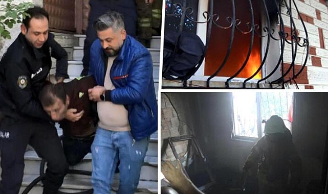 Evini yaktı, itfaiyeye saldırdı, gözaltına alındı