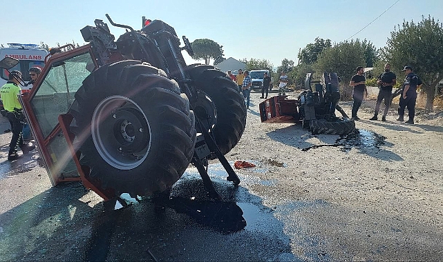 Kazada traktör ikiye bölündü