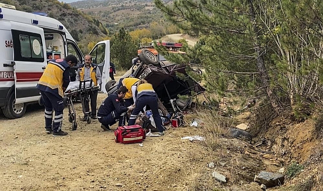 Mantar toplamak için çıktıkları yolda otomobil takla attı
