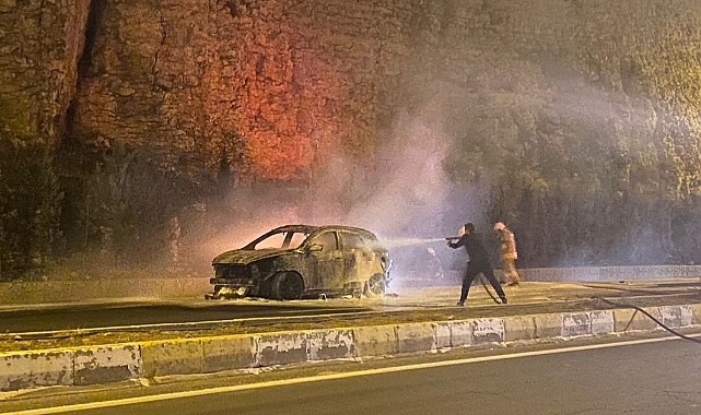 Mardin’de seyir halindeki otomobil alev alev yandı