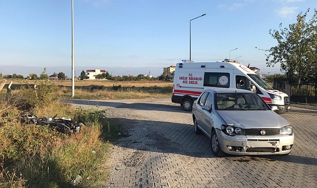 Motosiklet ile otomobil çarpıştı: 1 yaralı
