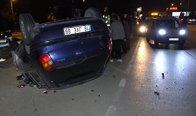 Takla atan otomobilden burnu bile kanamadan çıktı
