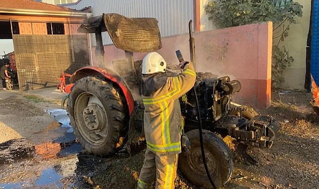 Bursa’da traktör alev alev yandı