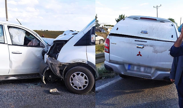 Cezaevi personelini taşıyan araç, kamyonetle çarpıştı!