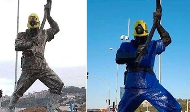 Heykelin boyanmasına tepki: "Haklarım çiğnendi"