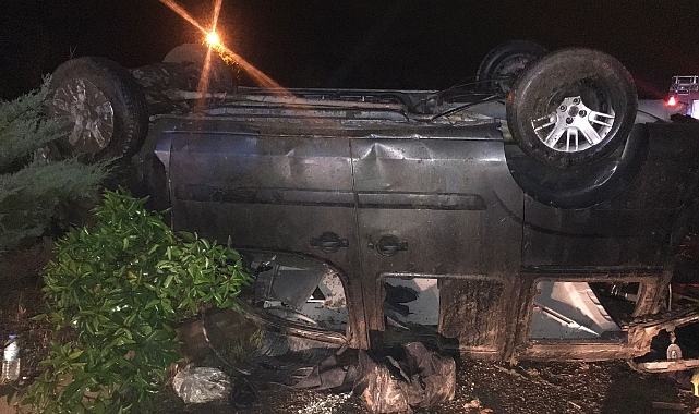 Hurdaya dönen araçtan sağ çıktı