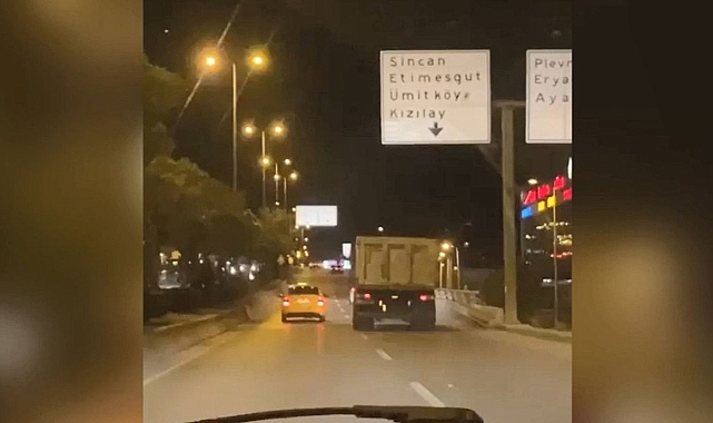 Kamyoncu ile taksicinin inatlaştı