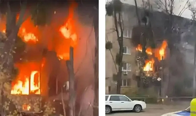 Kiev'de iki bina vuruldu! Bazı füzeler havada imha edildi