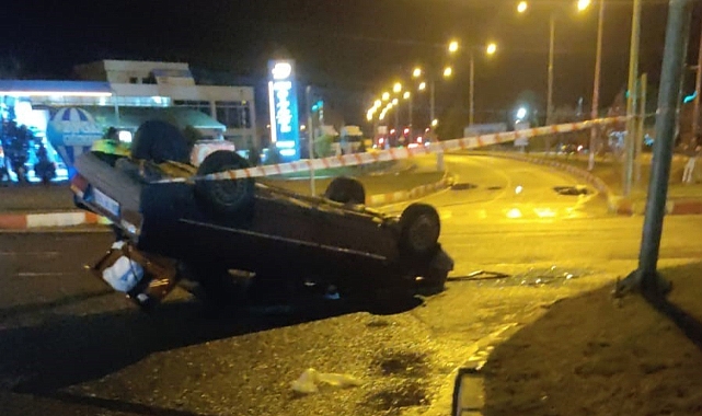 Malatya’da otomobil takla attı