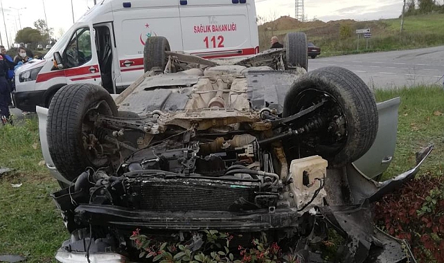 Takla atan araçtan sağ çıkarıldı
