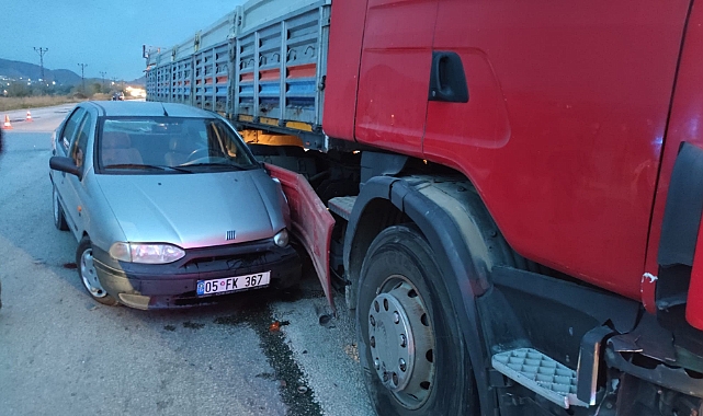 TIR'ın yakıt deposuna çarpmaktan kurtuldu