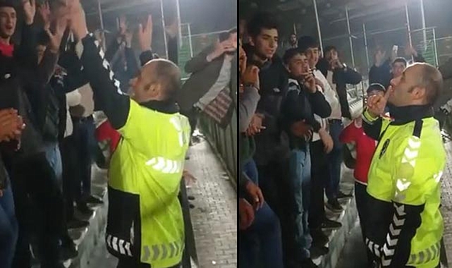 Trafik polisinin 'amigoluk' performansı