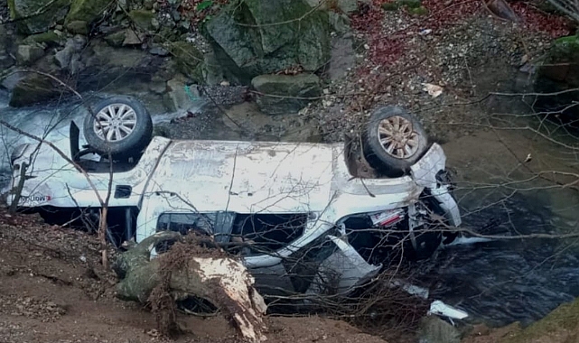 Bursa'da kamyonet, dere yatağına düştü
