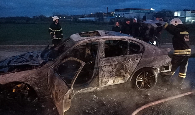 LPG’li otomobil alev topuna döndü! Canını kıl payı kurtardı