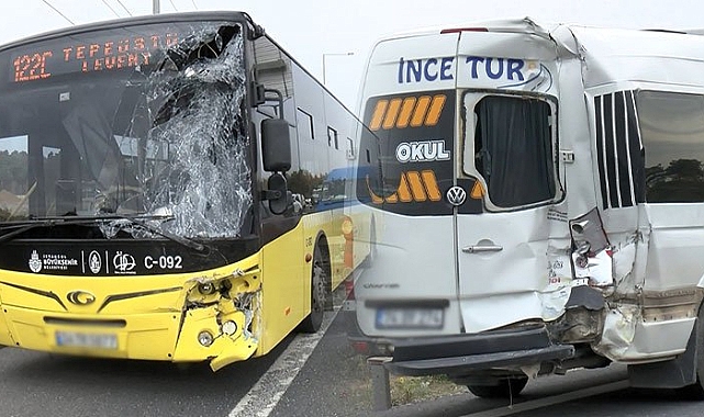 Minibüs, otobüse çarptı! Yaralılar var