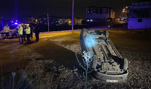 15 yaşındaki sürücünün kullandığı araç takla attı